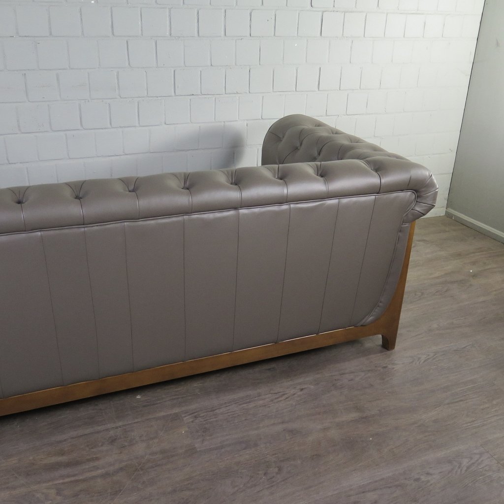 Chesterfield Sofa Couch Leder Taupe 2.20 m