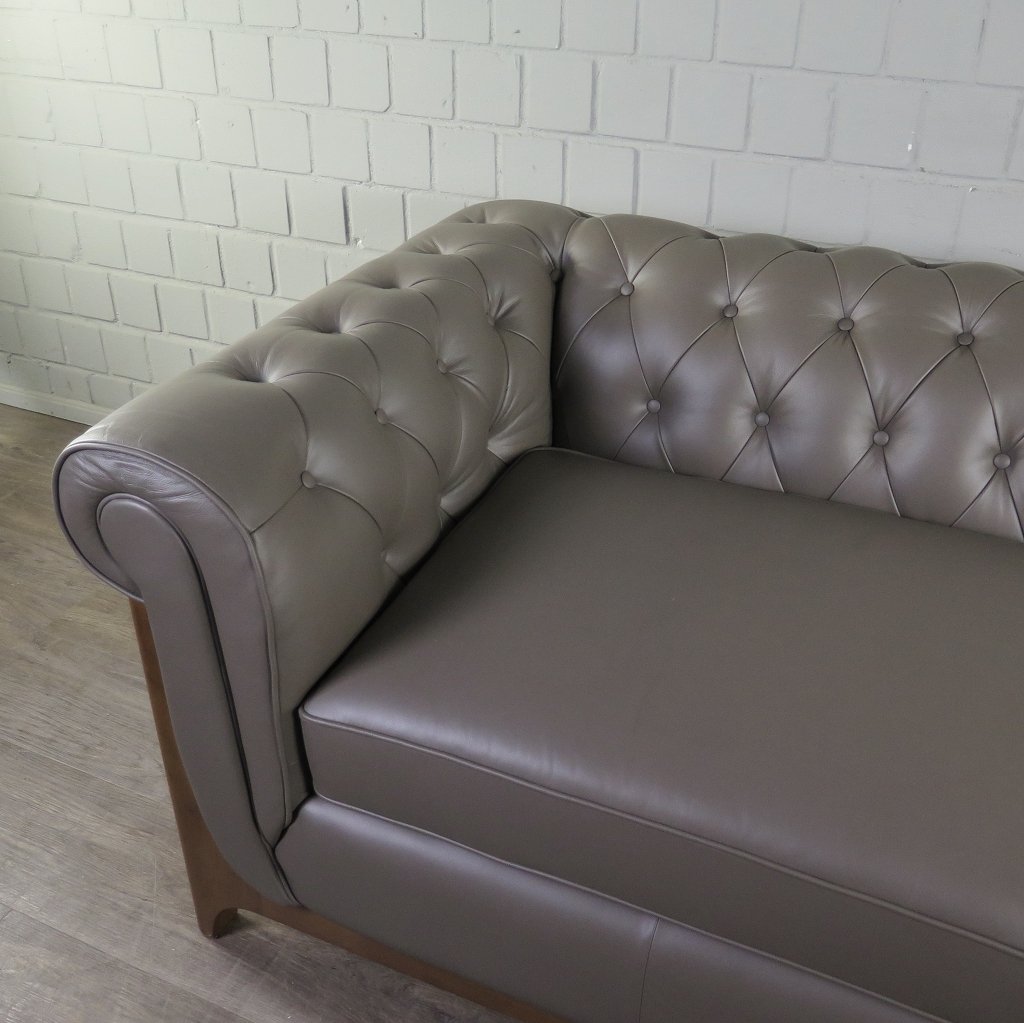 Chesterfield Sofa Couch Leder Taupe 2.20 m