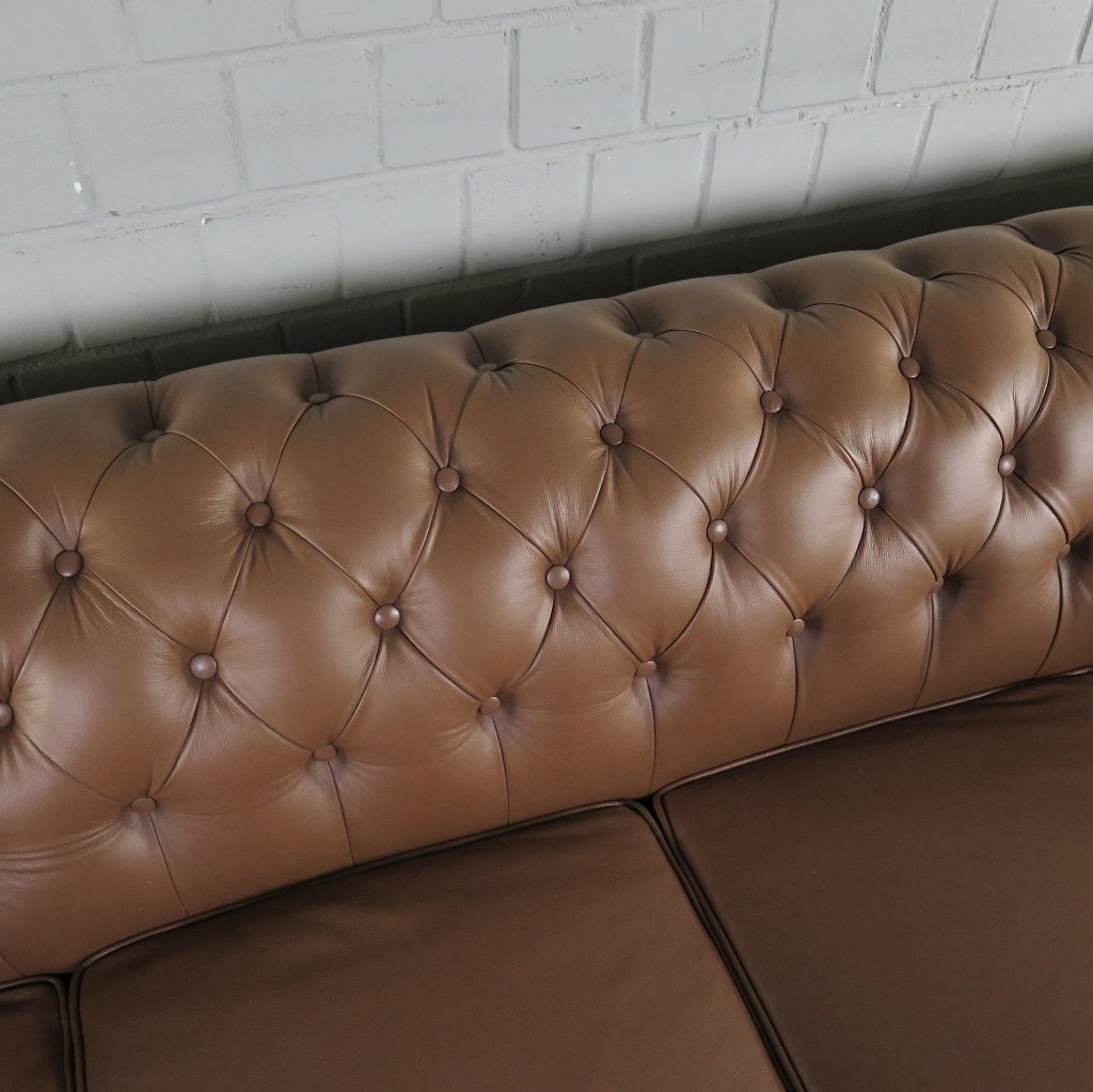 Chesterfield Couchgarnitur Leder Cognac