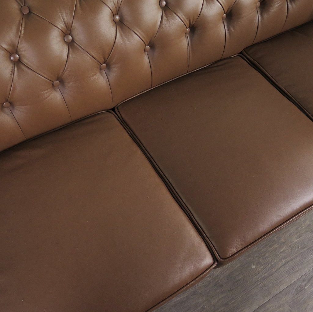 Chesterfield Couchgarnitur Leder Cognac