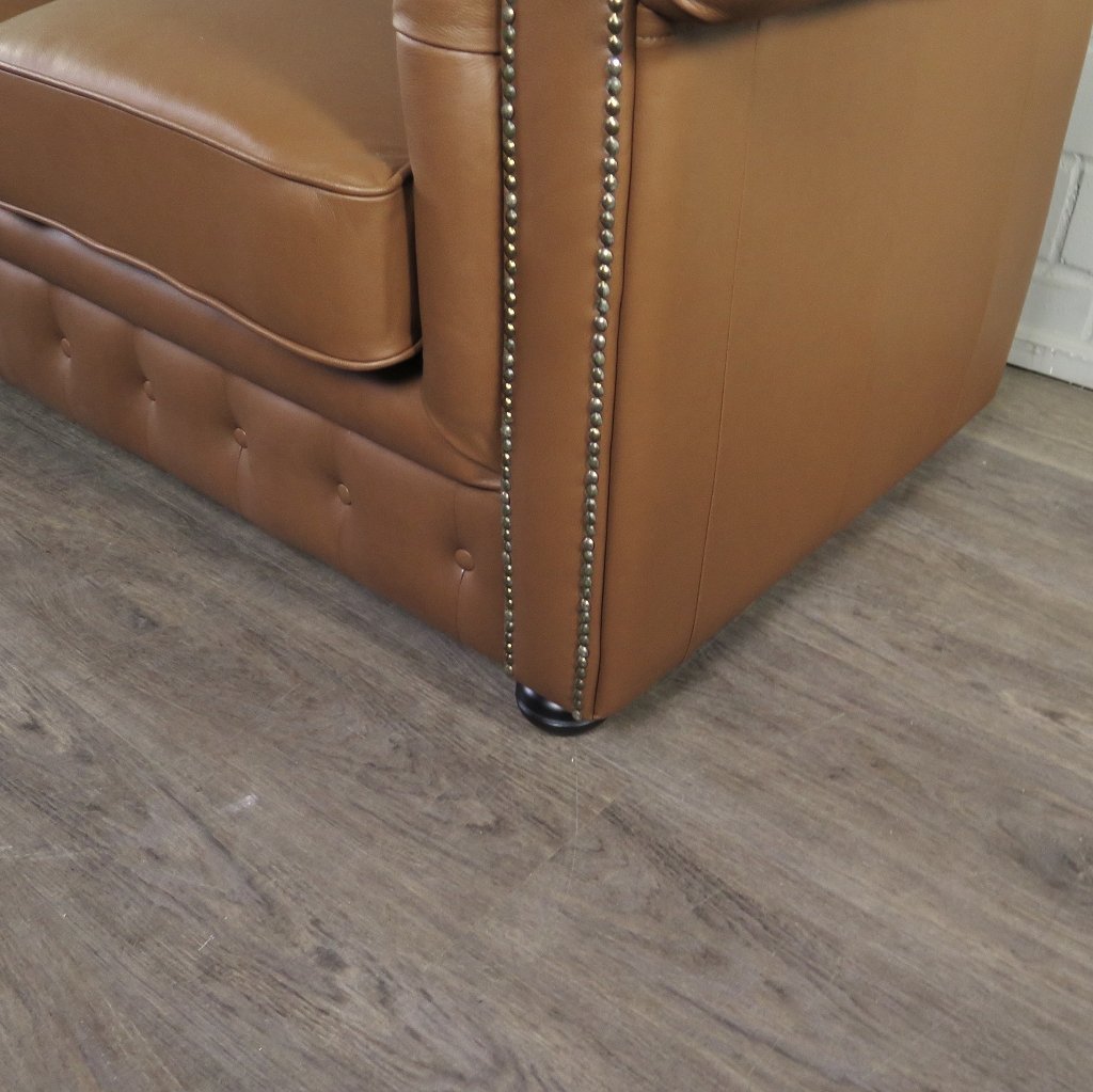 Chesterfield Couchgarnitur Leder Cognac