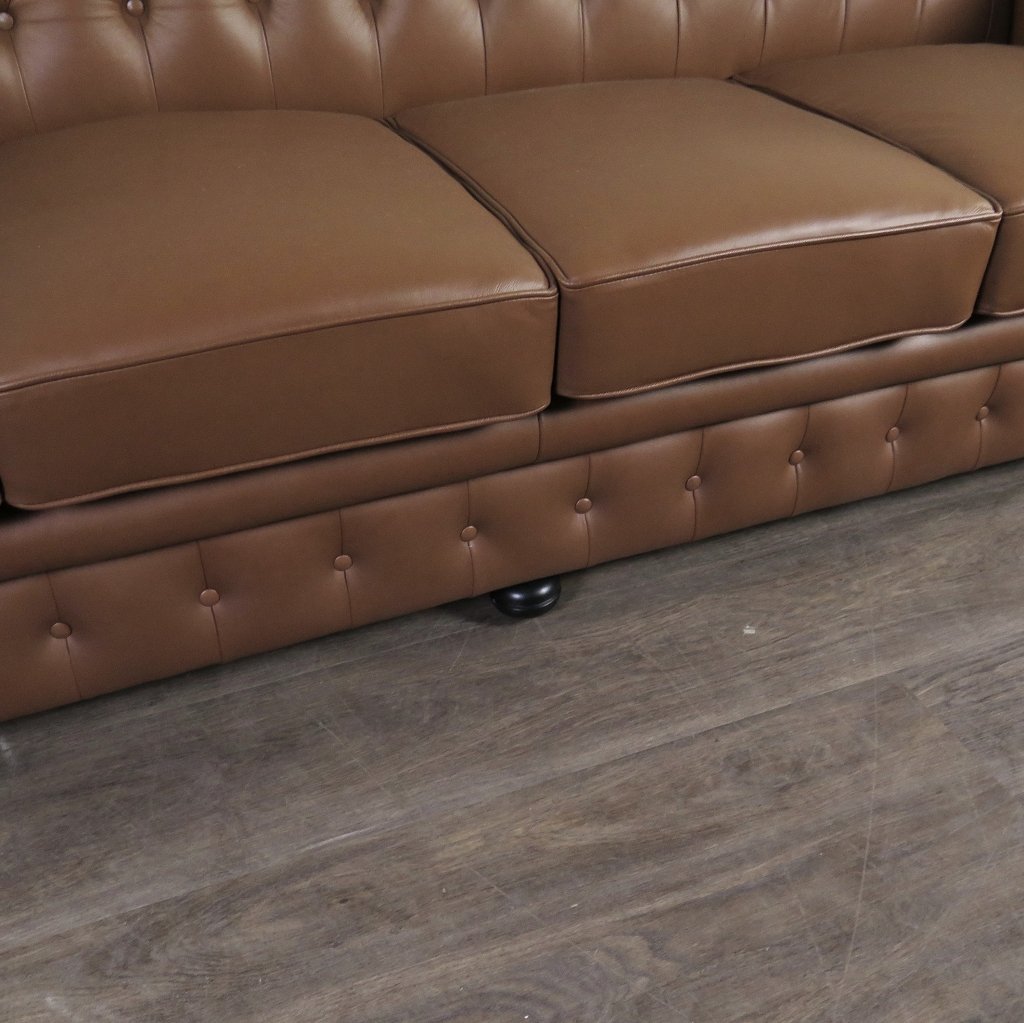 Chesterfield Couchgarnitur Leder Cognac