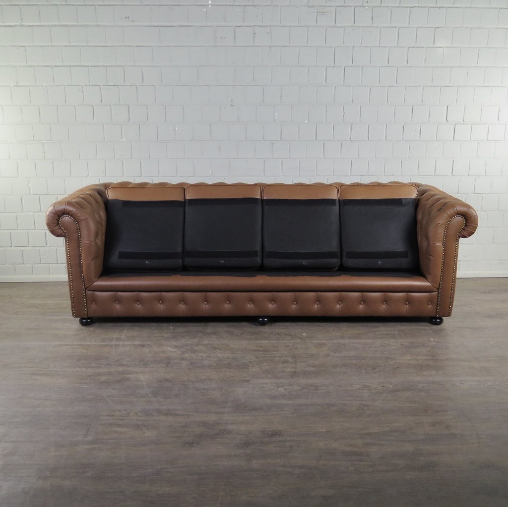 Chesterfield Couchgarnitur Leder Cognac