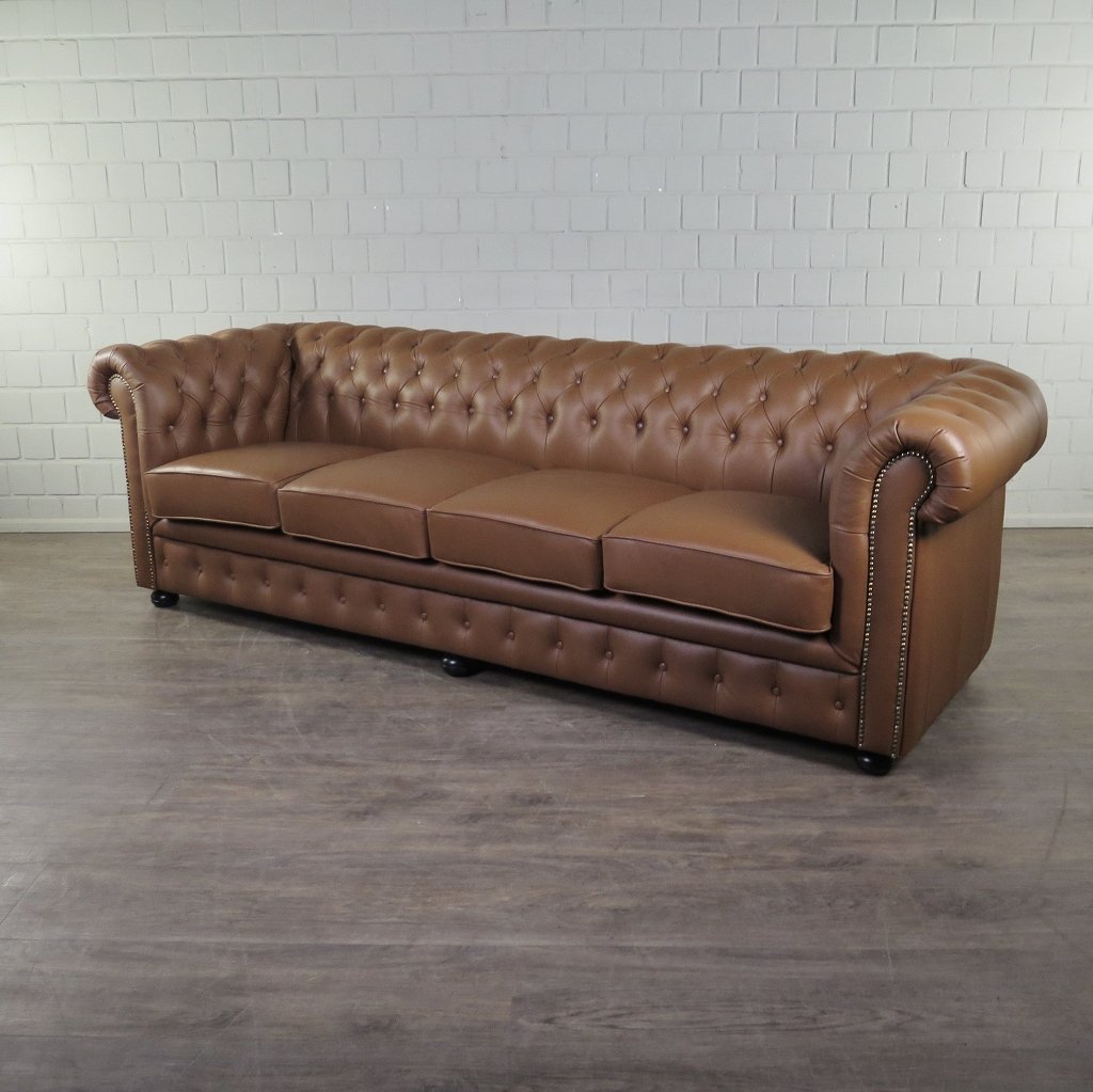 Chesterfield Couchgarnitur Leder Cognac