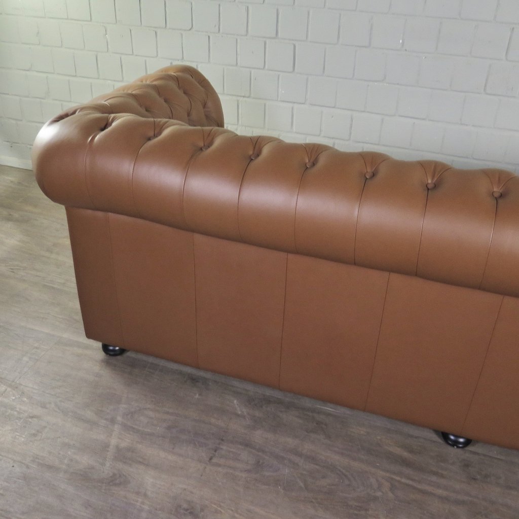 Chesterfield Couchgarnitur Leder Cognac