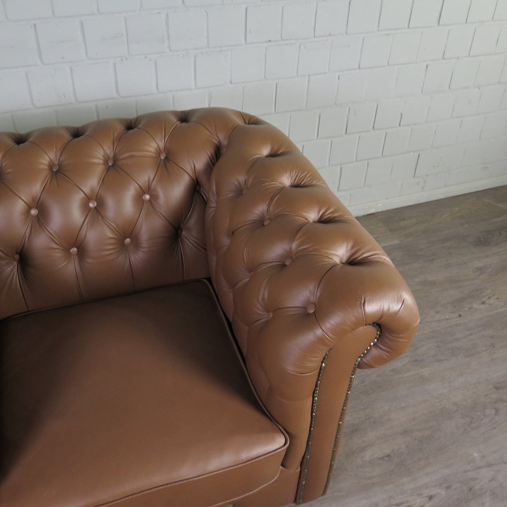 Chesterfield Couchgarnitur Leder Cognac