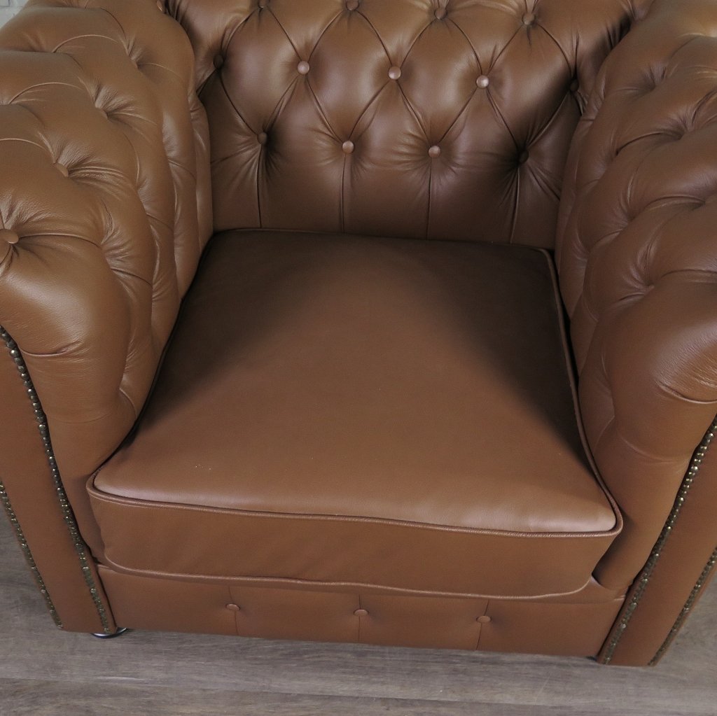 Chesterfield Couchgarnitur Leder Cognac
