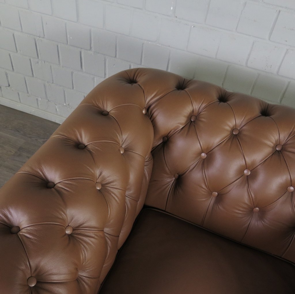 Chesterfield Couchgarnitur Leder Cognac