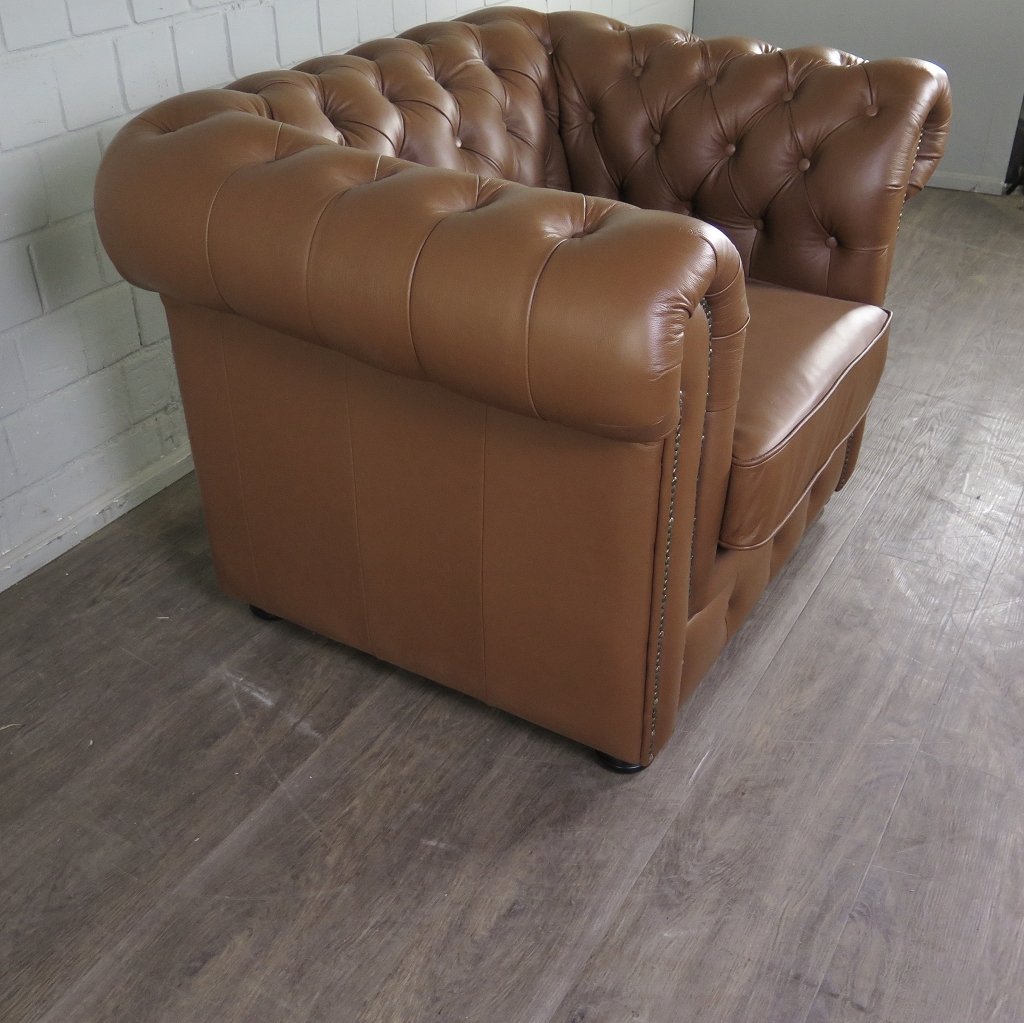 Chesterfield Couchgarnitur Leder Cognac