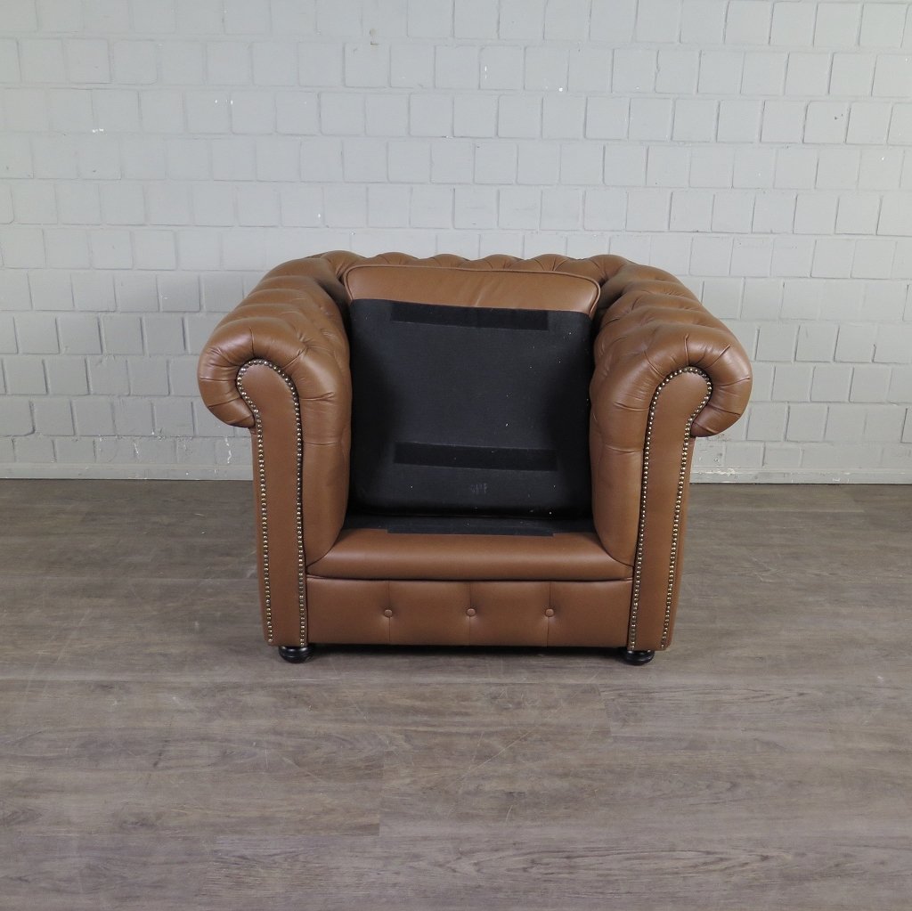Chesterfield Couchgarnitur Leder Cognac