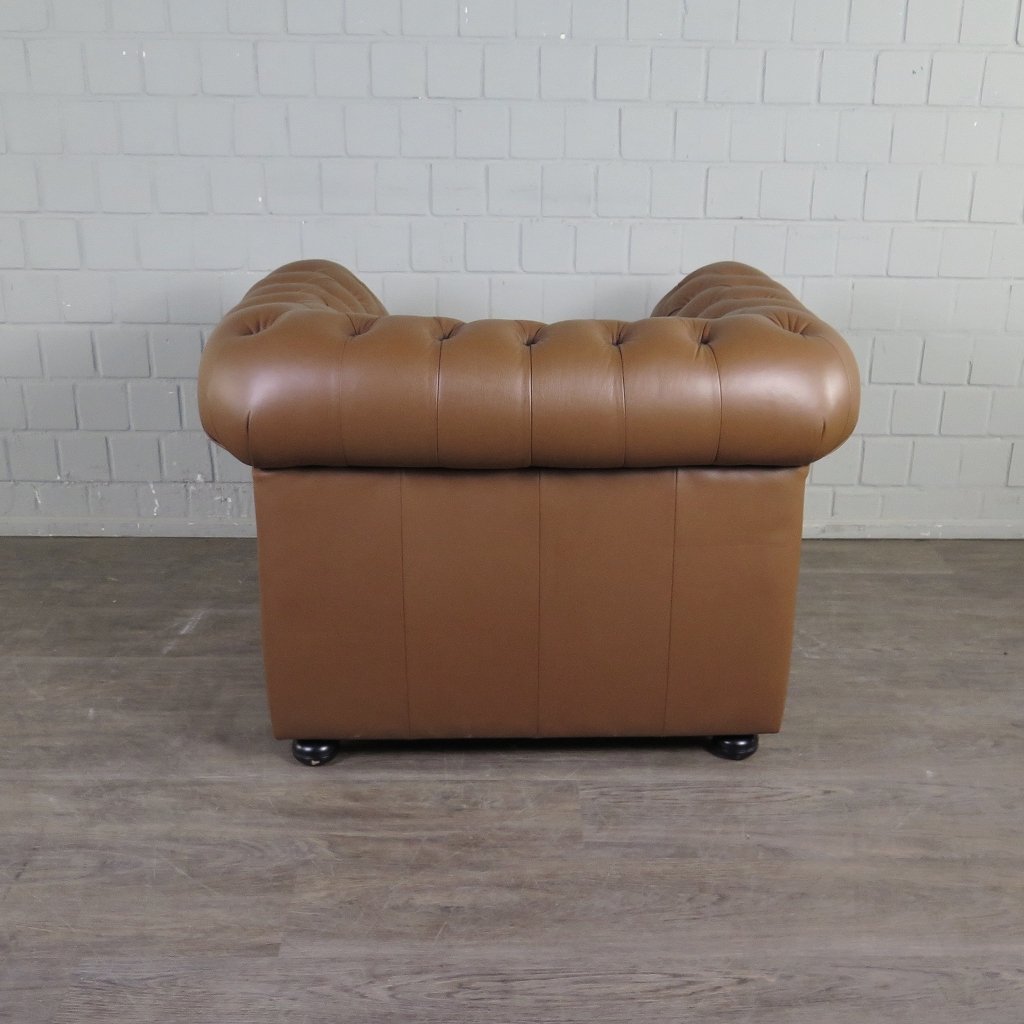 Chesterfield Couchgarnitur Leder Cognac