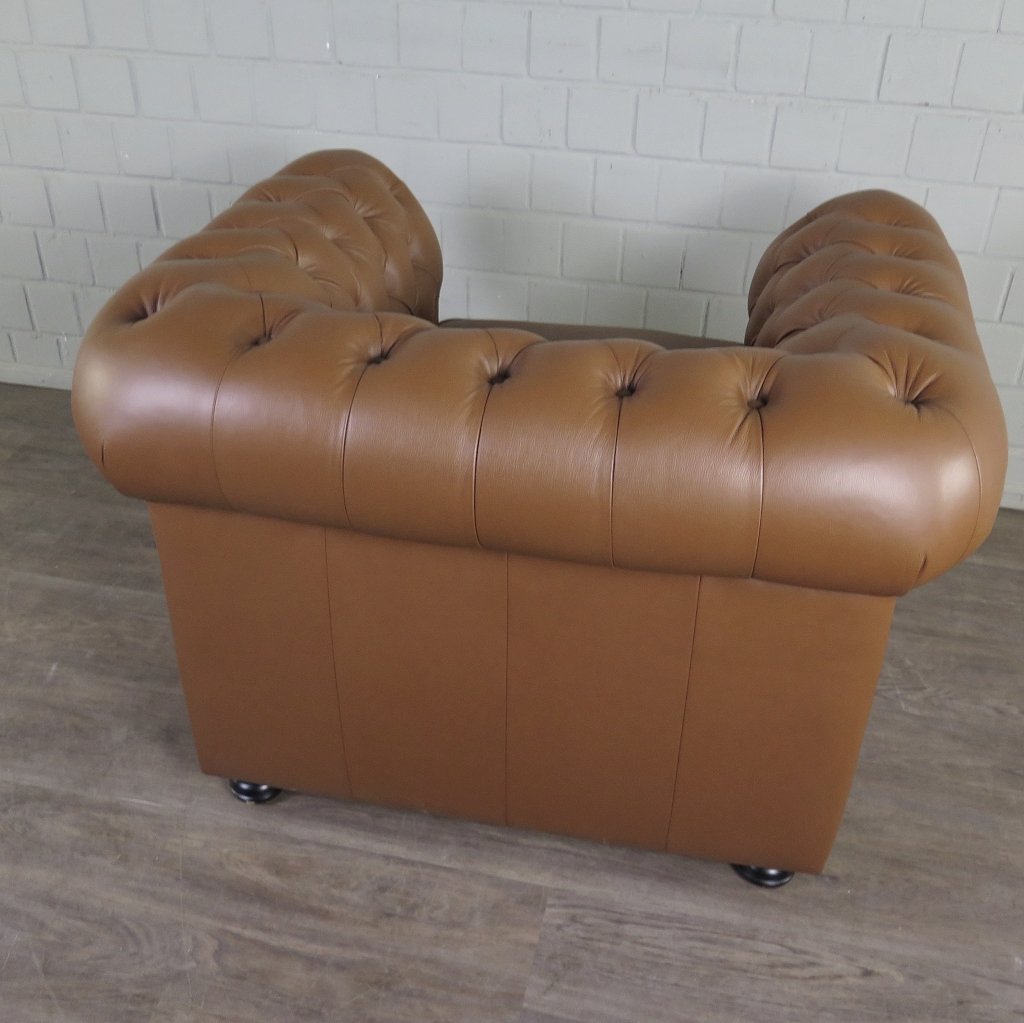 Chesterfield Couchgarnitur Leder Cognac