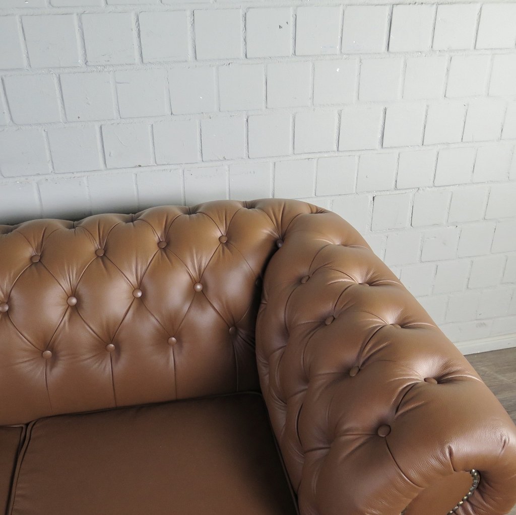 Chesterfield Couchgarnitur Leder Cognac