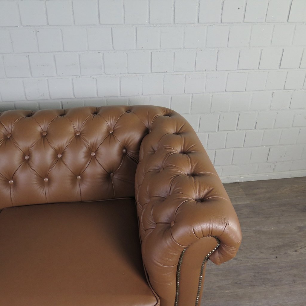 Chesterfield Couchgarnitur Leder Cognac