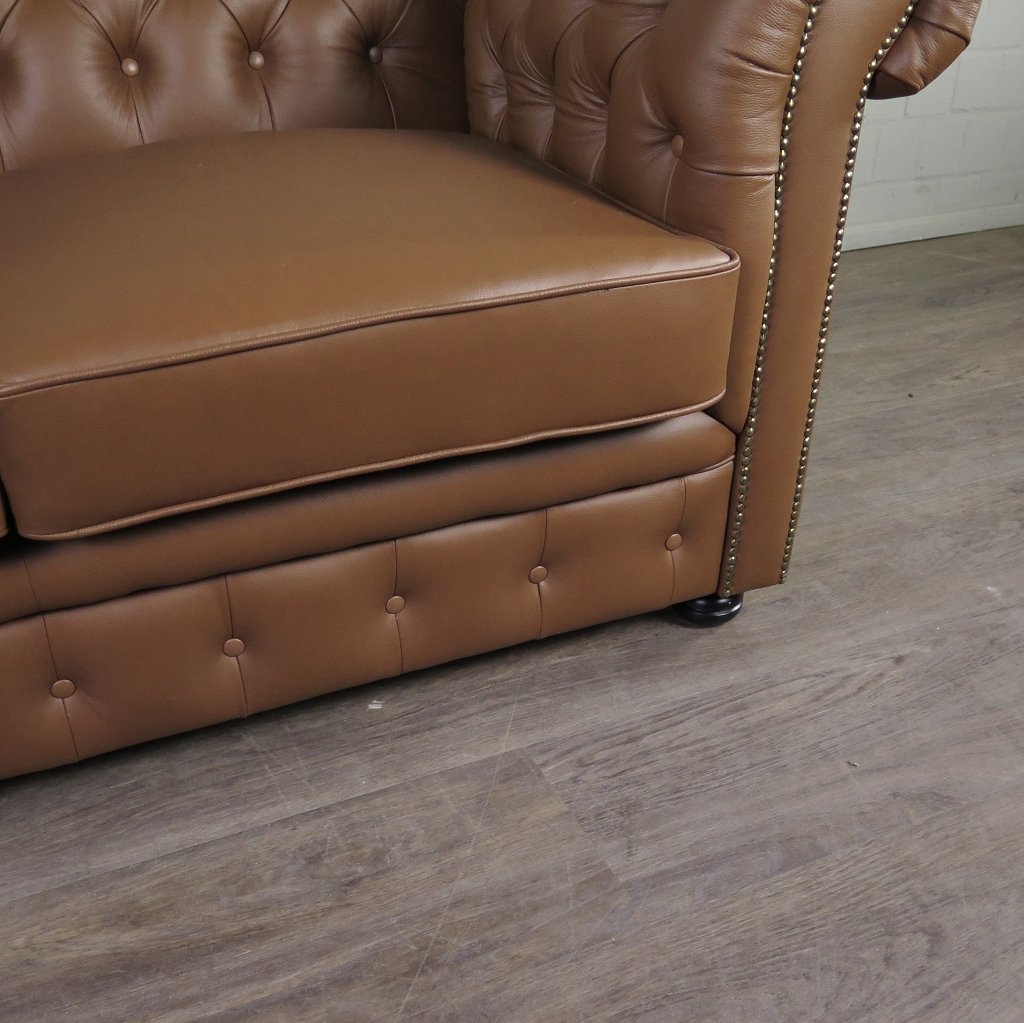 Chesterfield Couchgarnitur Leder Cognac