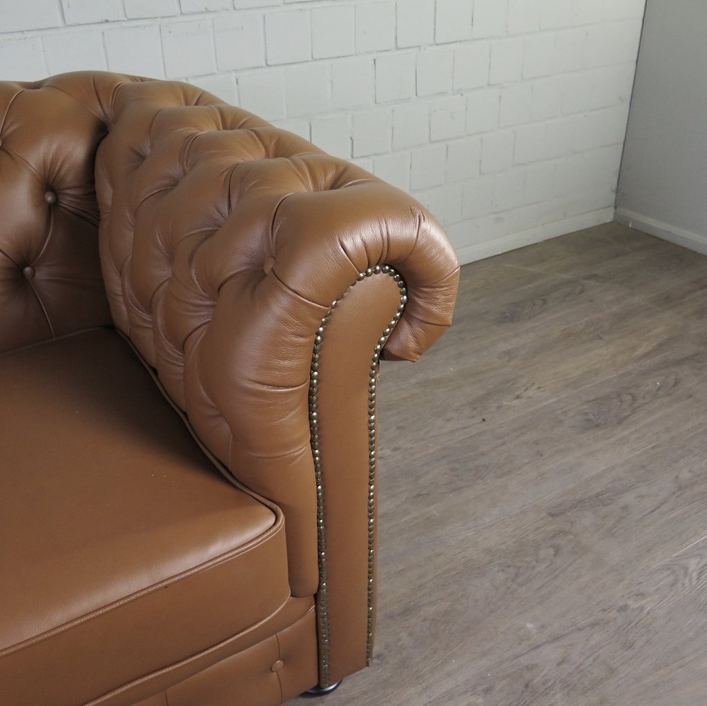 Chesterfield Couchgarnitur Leder Cognac