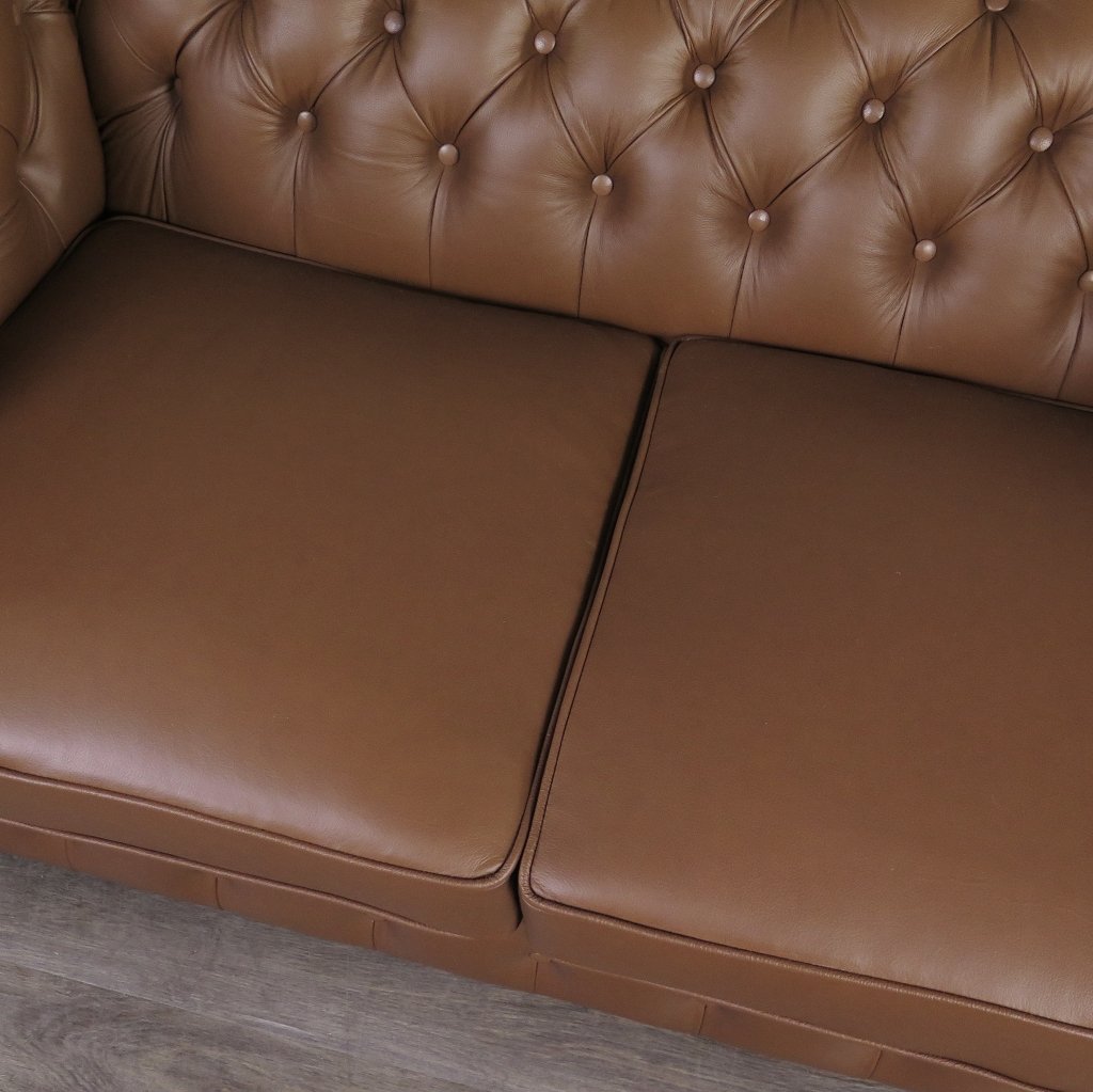 Chesterfield Couchgarnitur Leder Cognac
