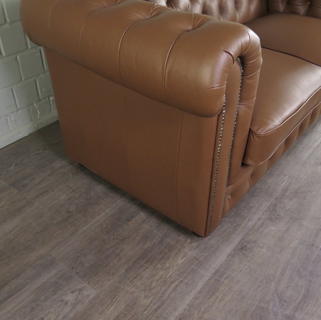 Chesterfield Couchgarnitur Leder Cognac