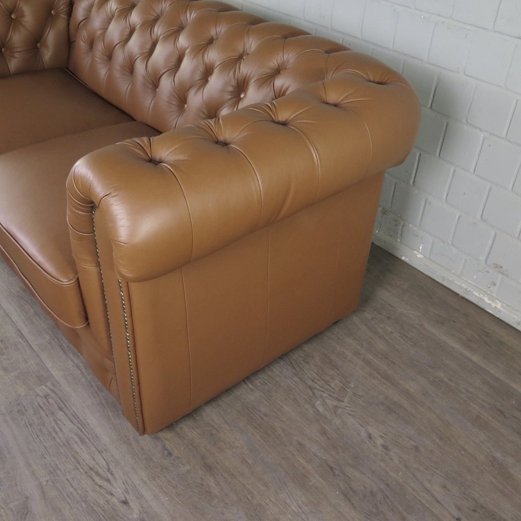 Chesterfield Couchgarnitur Leder Cognac