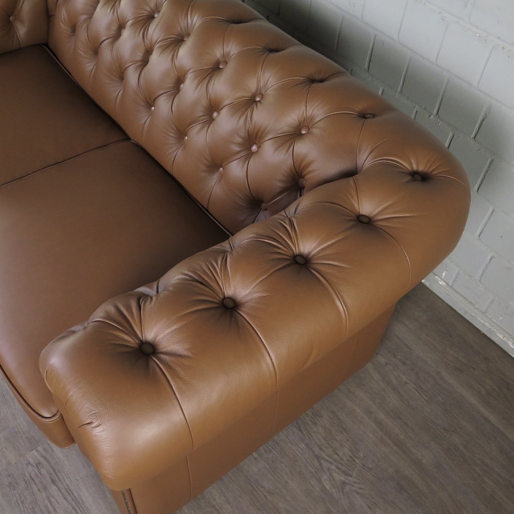 Chesterfield Couchgarnitur Leder Cognac