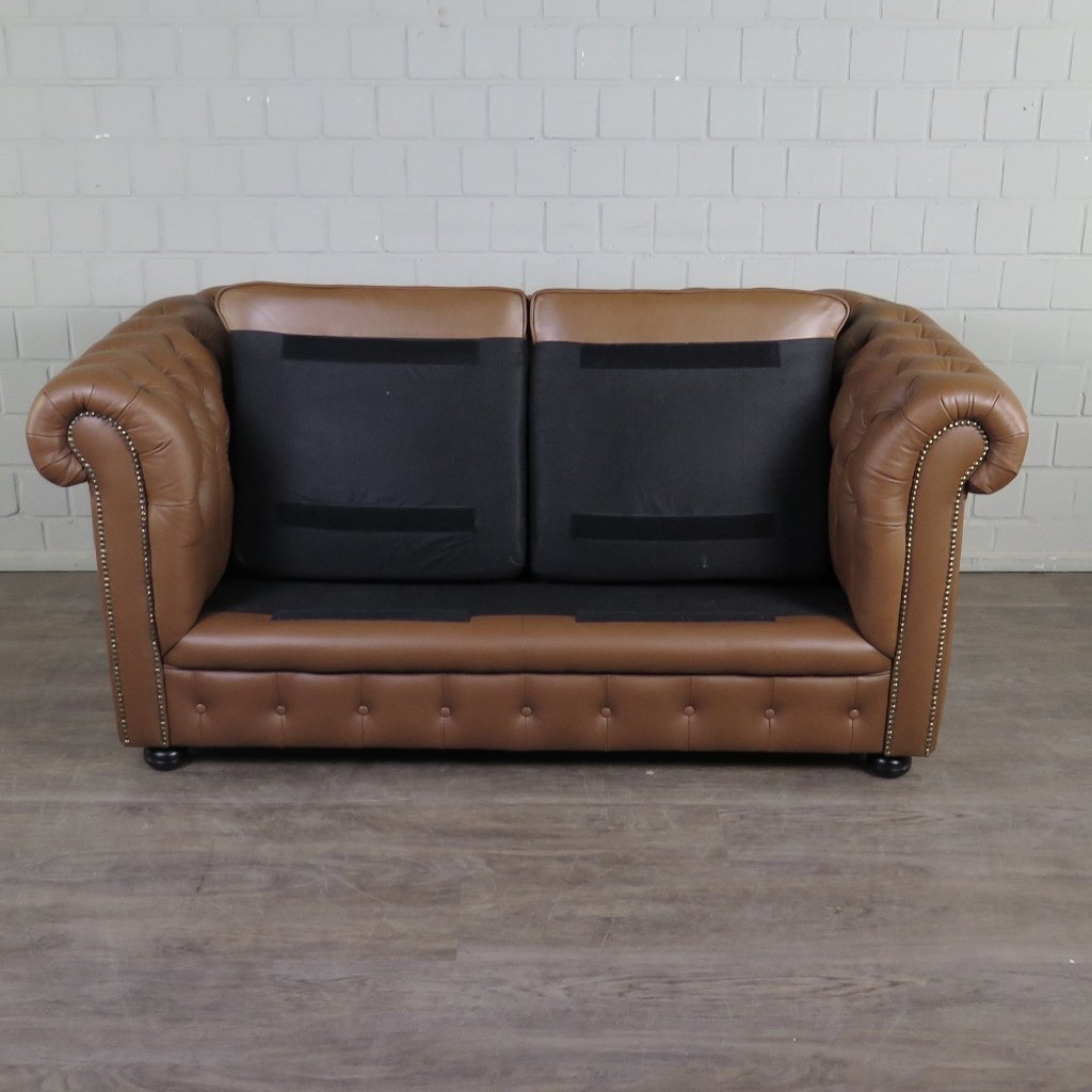 Chesterfield Couchgarnitur Leder Cognac