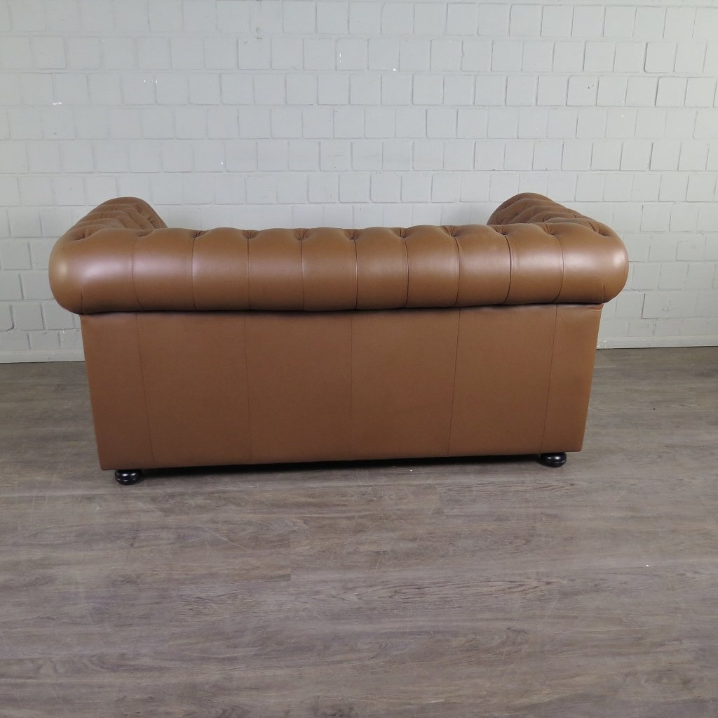 Chesterfield Couchgarnitur Leder Cognac