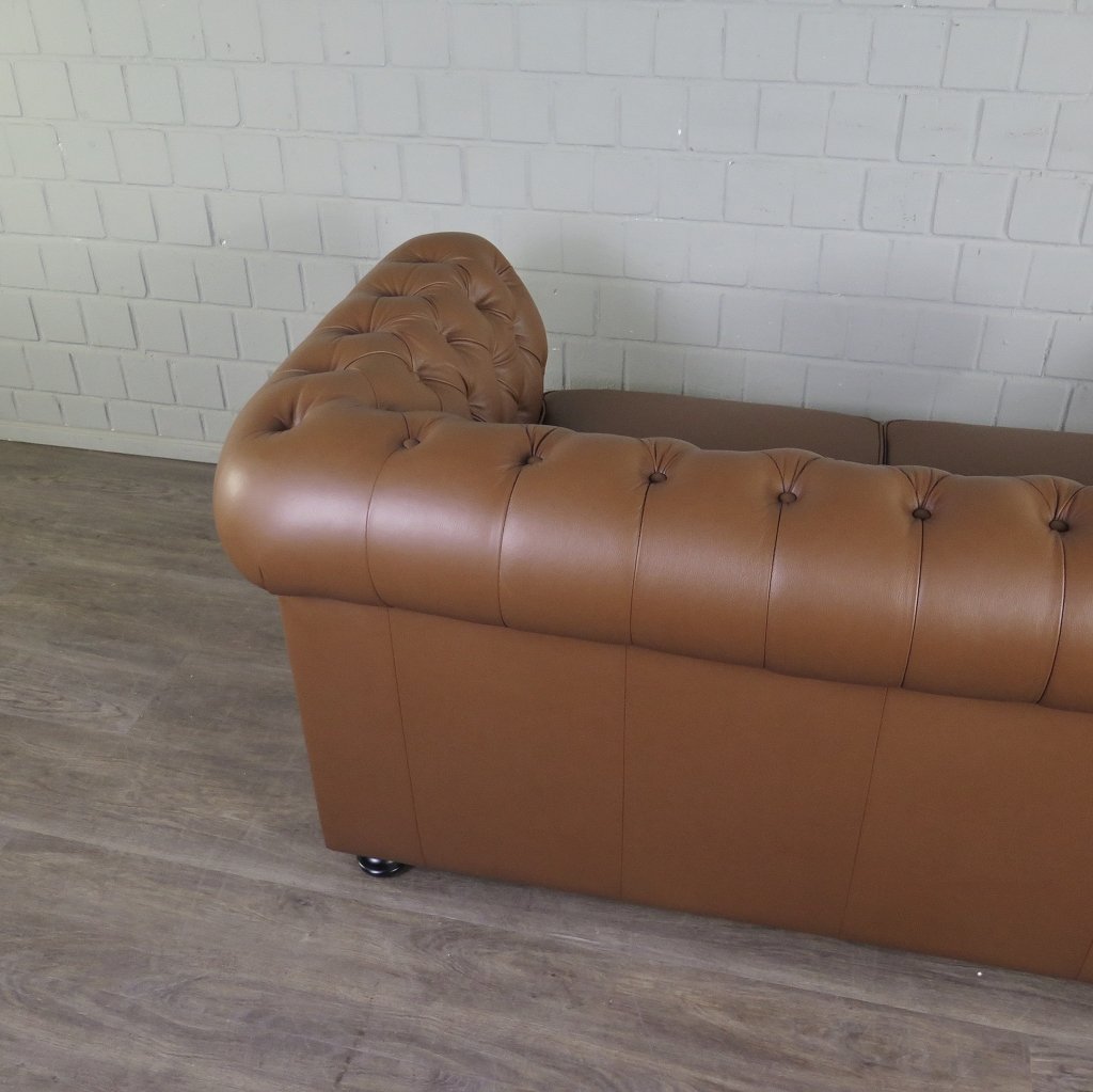 Chesterfield Couchgarnitur Leder Cognac