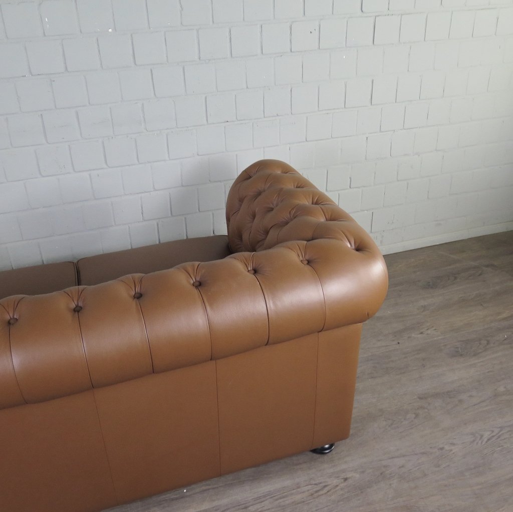 Chesterfield Couchgarnitur Leder Cognac