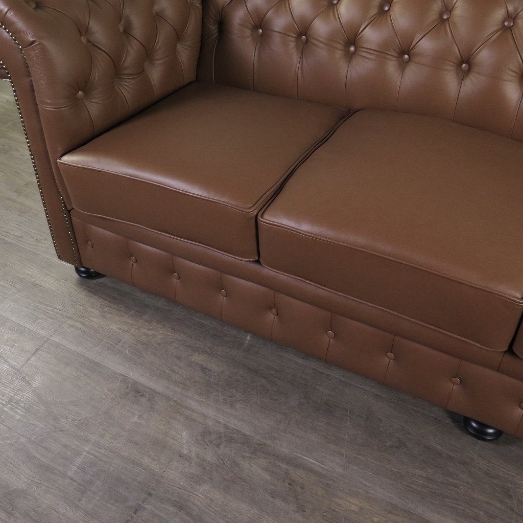 Chesterfield Couchgarnitur Leder Cognac