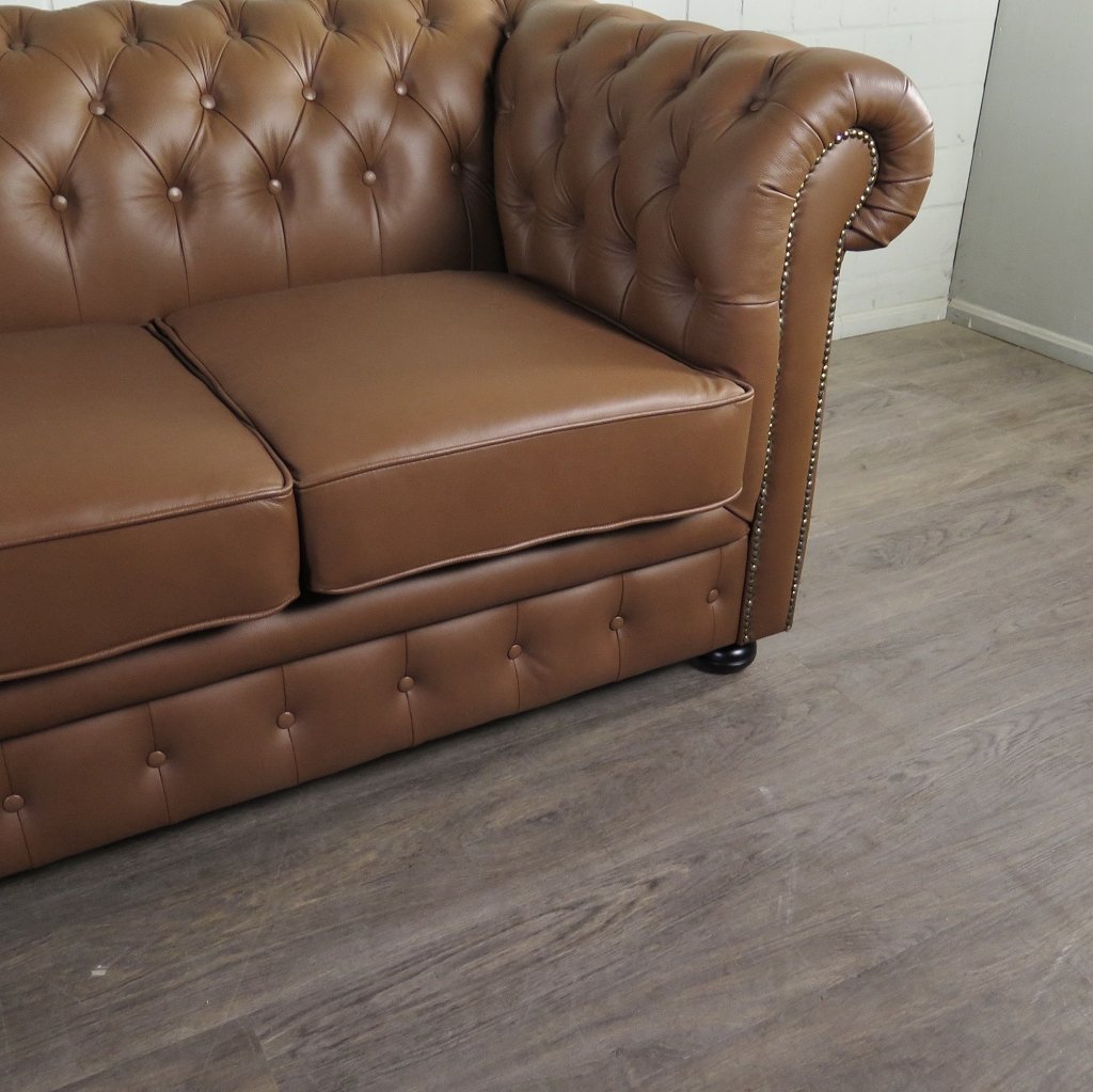Chesterfield Couchgarnitur Leder Cognac