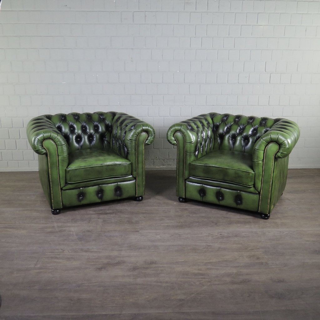 Chesterfield Sessel Leder Grün