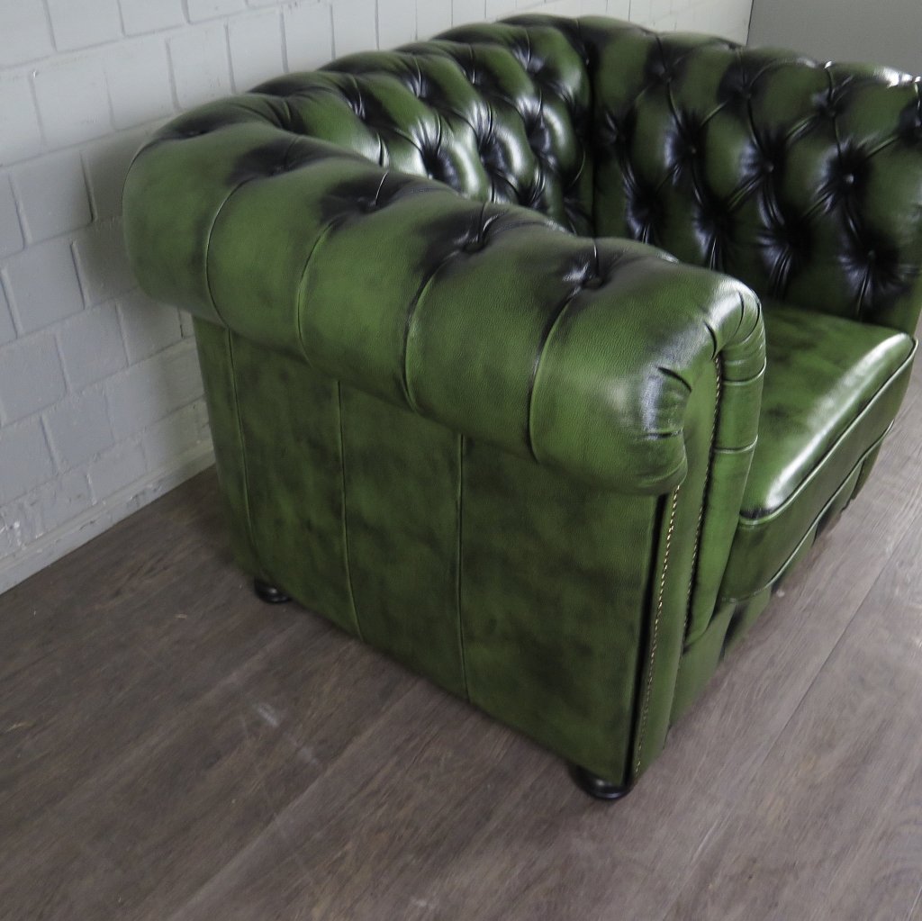 Chesterfield Sessel Leder Grün