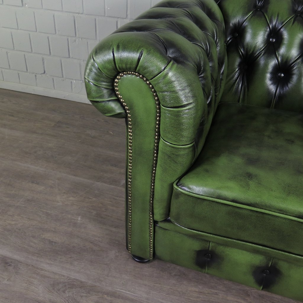 Chesterfield Sessel Leder Grün