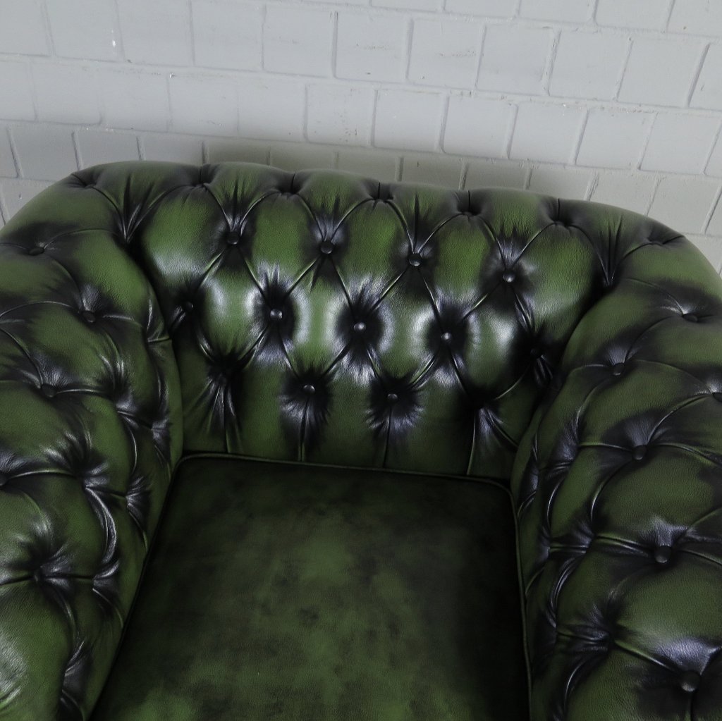 Chesterfield Sessel Leder Grün