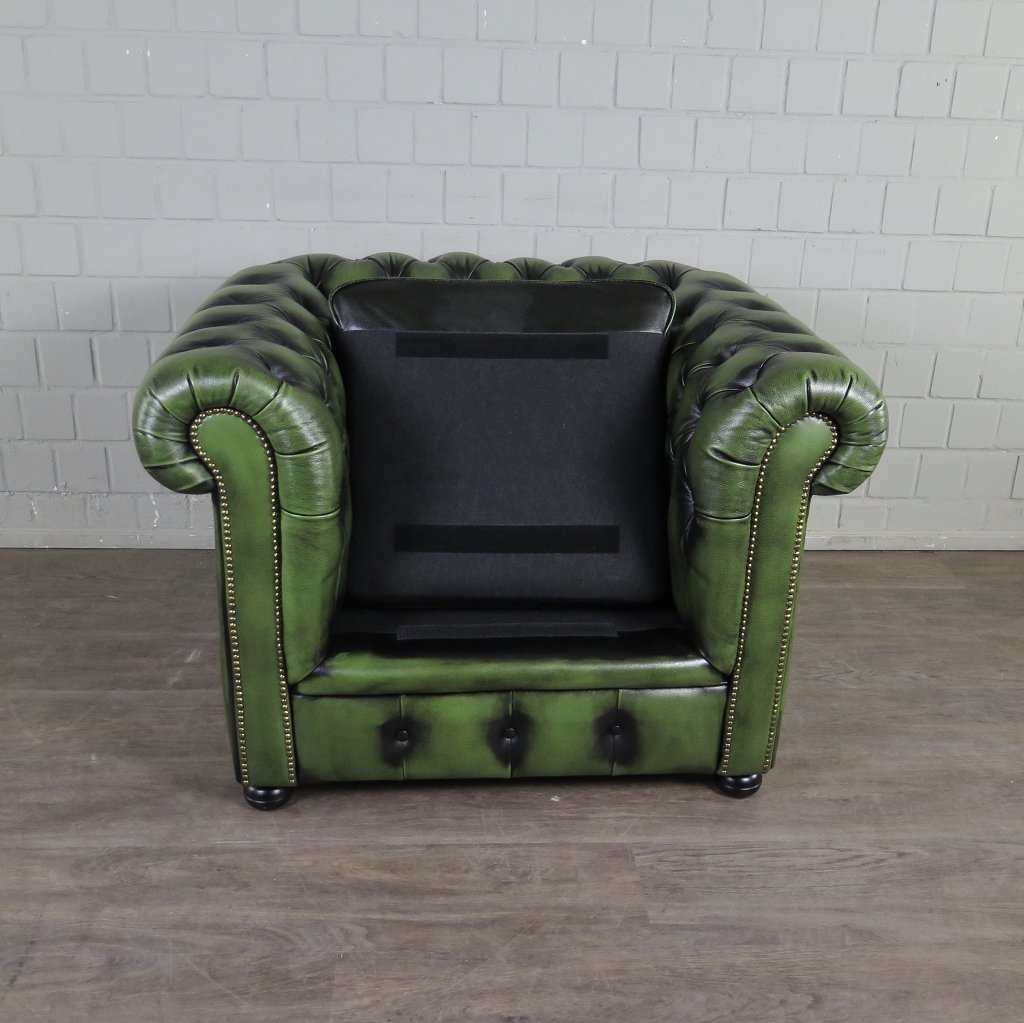 Chesterfield Sessel Leder Grün