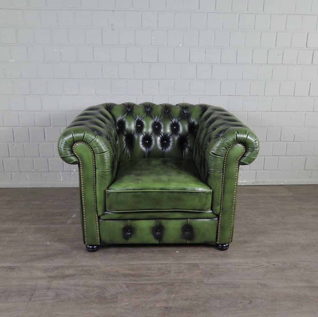 Chesterfield Sessel Leder Grün