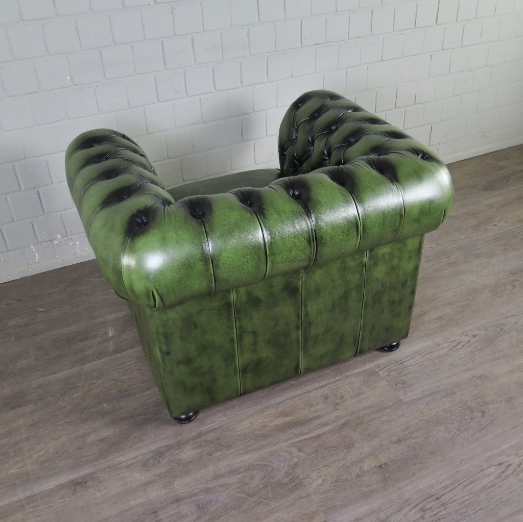 Chesterfield Sessel Leder Grün