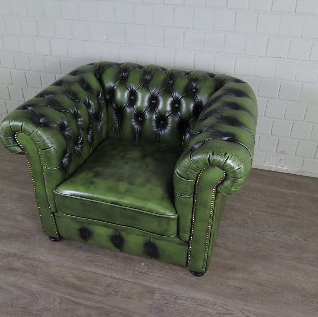 Chesterfield Sessel Leder Grün
