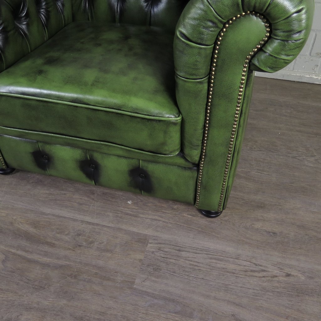 Chesterfield Sessel Leder Grün