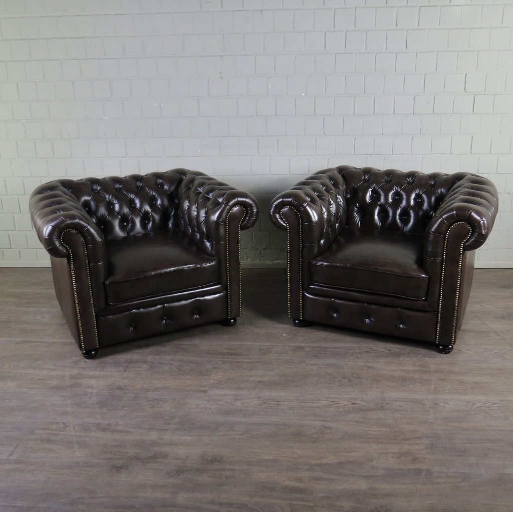 Chesterfield Sessel Leder Braun