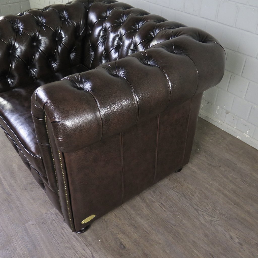 Chesterfield Sessel Leder Braun