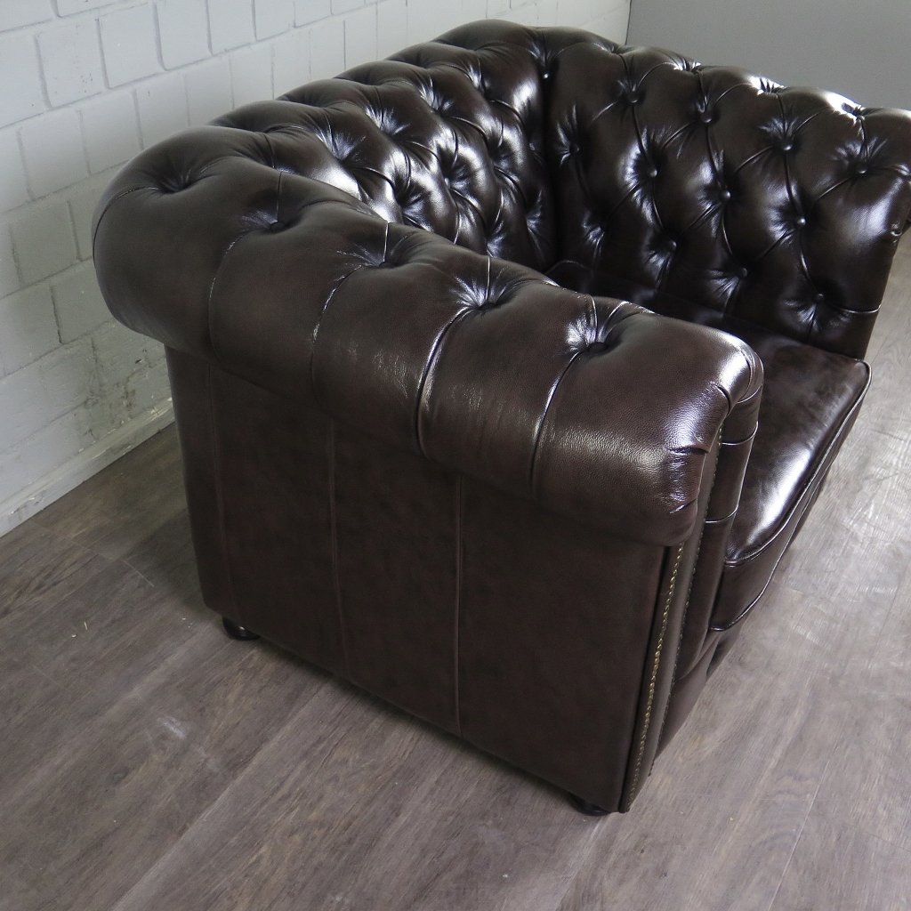 Chesterfield Sessel Leder Braun