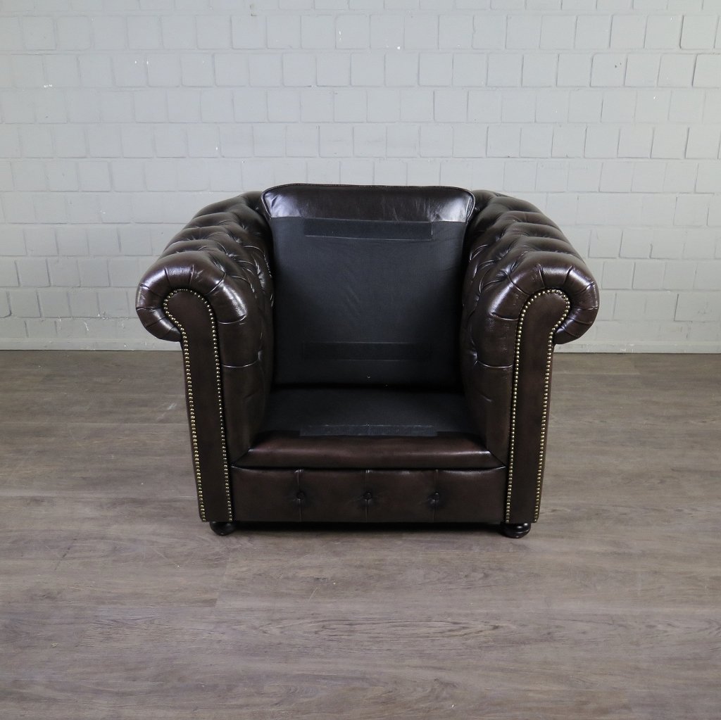 Chesterfield Sessel Leder Braun