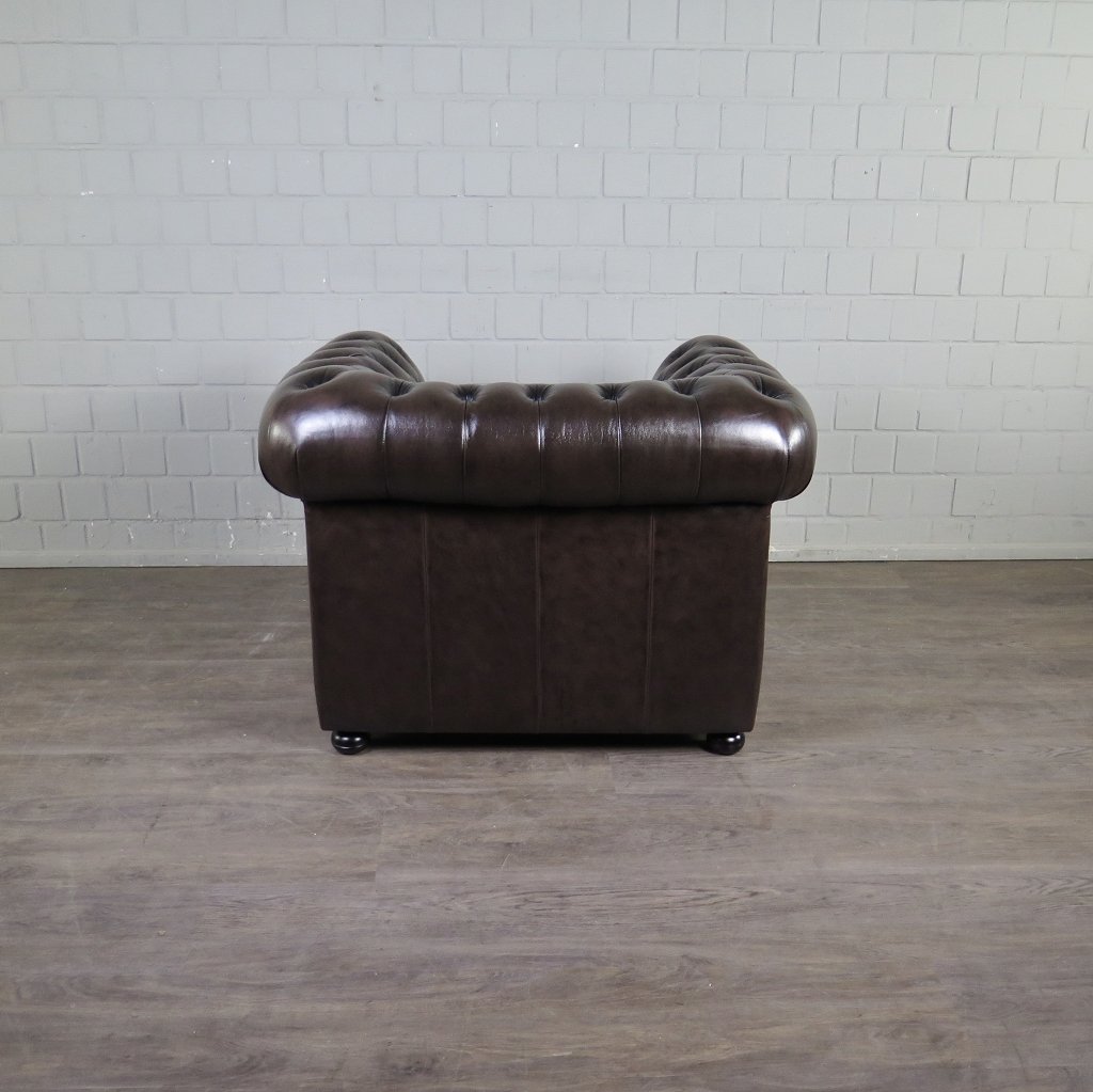 Chesterfield Sessel Leder Braun
