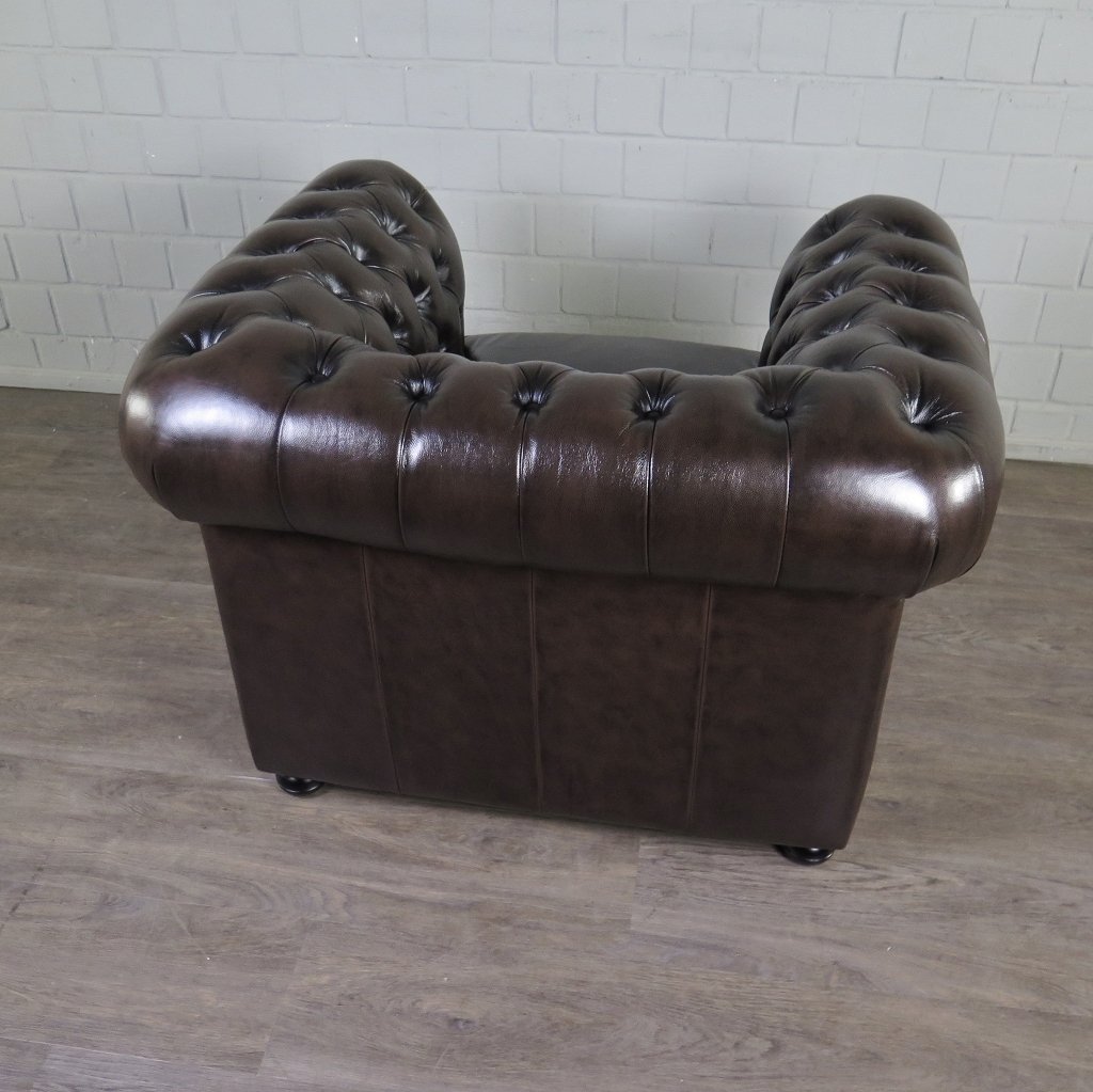 Chesterfield Sessel Leder Braun