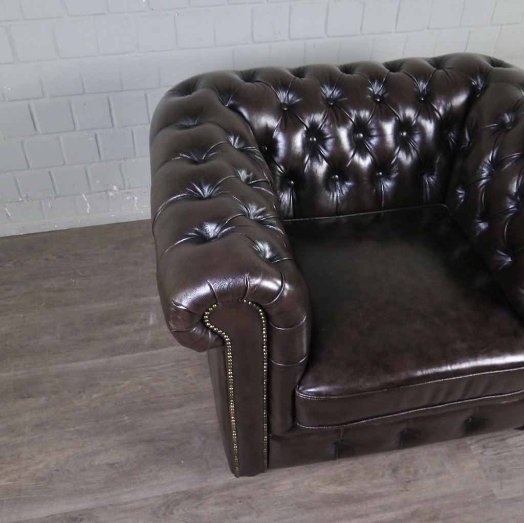 Chesterfield Sessel Leder Braun