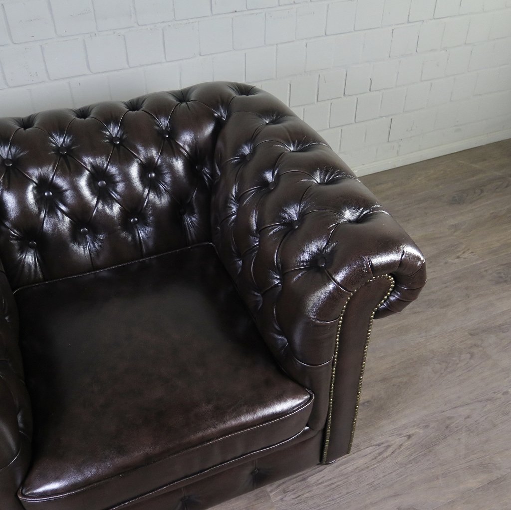 Chesterfield Sessel Leder Braun