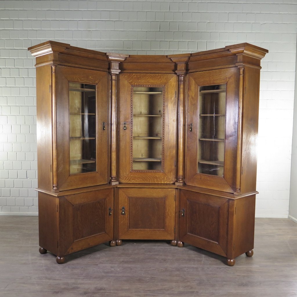 Eckschrank Bücherschrank Büroschrank Gründerzeit 1880 Eiche 