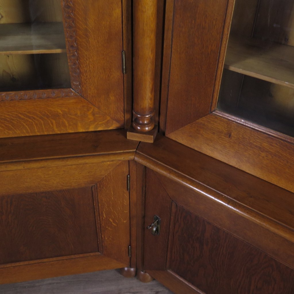 Eckschrank Bücherschrank Büroschrank Gründerzeit 1880 Eiche