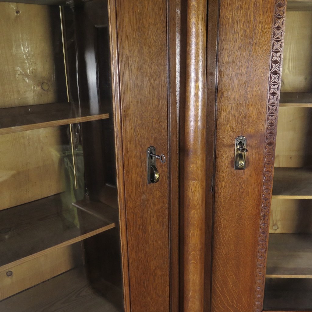 Eckschrank Bücherschrank Büroschrank Gründerzeit 1880 Eiche
